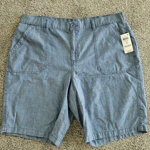 Karen Scott Women's Relaxed Fit Cotton Utility Pocket Shorts 16 Chambray 2023